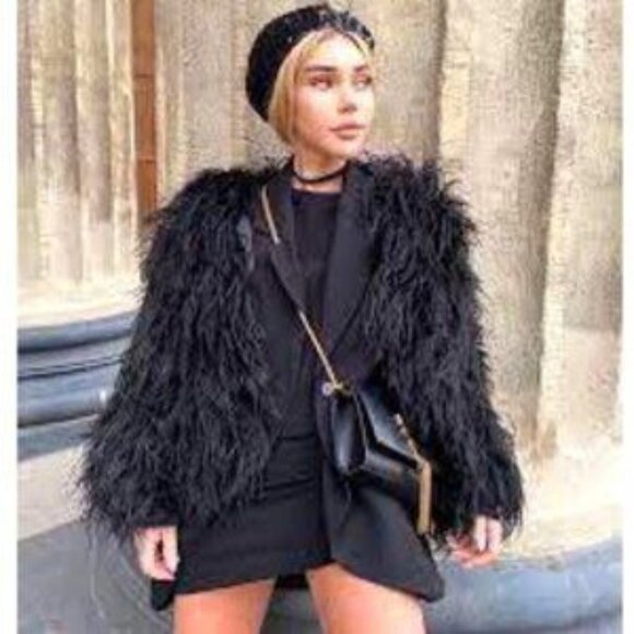 💋BOHO CHIC💋 GORGEOUS Black Faux Fox Fur Jacket - Picture 5 of 16